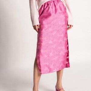 SAMSOE Pink Rose Pattern Pencil Skirt, XS